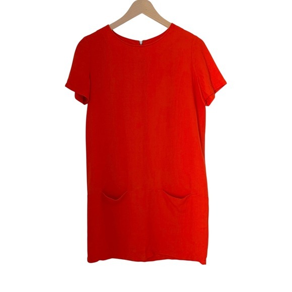 Sessun Red/Orange Linen Blend Shift Dress Size S Small - Pockets Minimalist - Picture 4 of 8